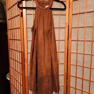 Brown faux suede dress